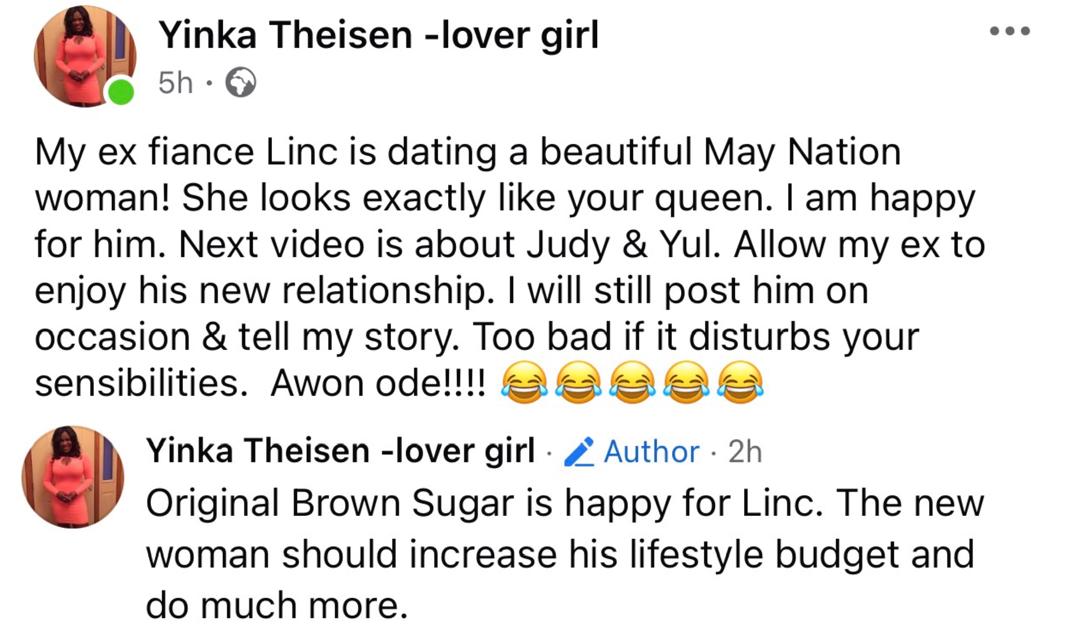 My ex-fiance Linc is dating a beautiful May Nation woman- Yinka Theisen
